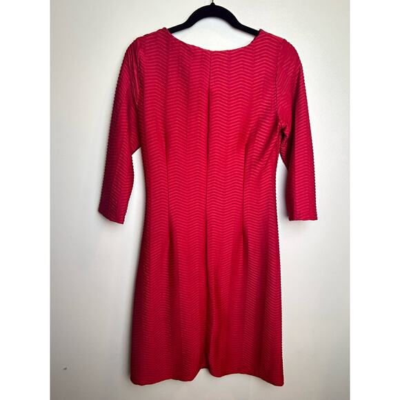 Shelby & Palmer Size 8 Red Dress Faux Wrap Style Red Texture Holiday - Picture 4 of 7
